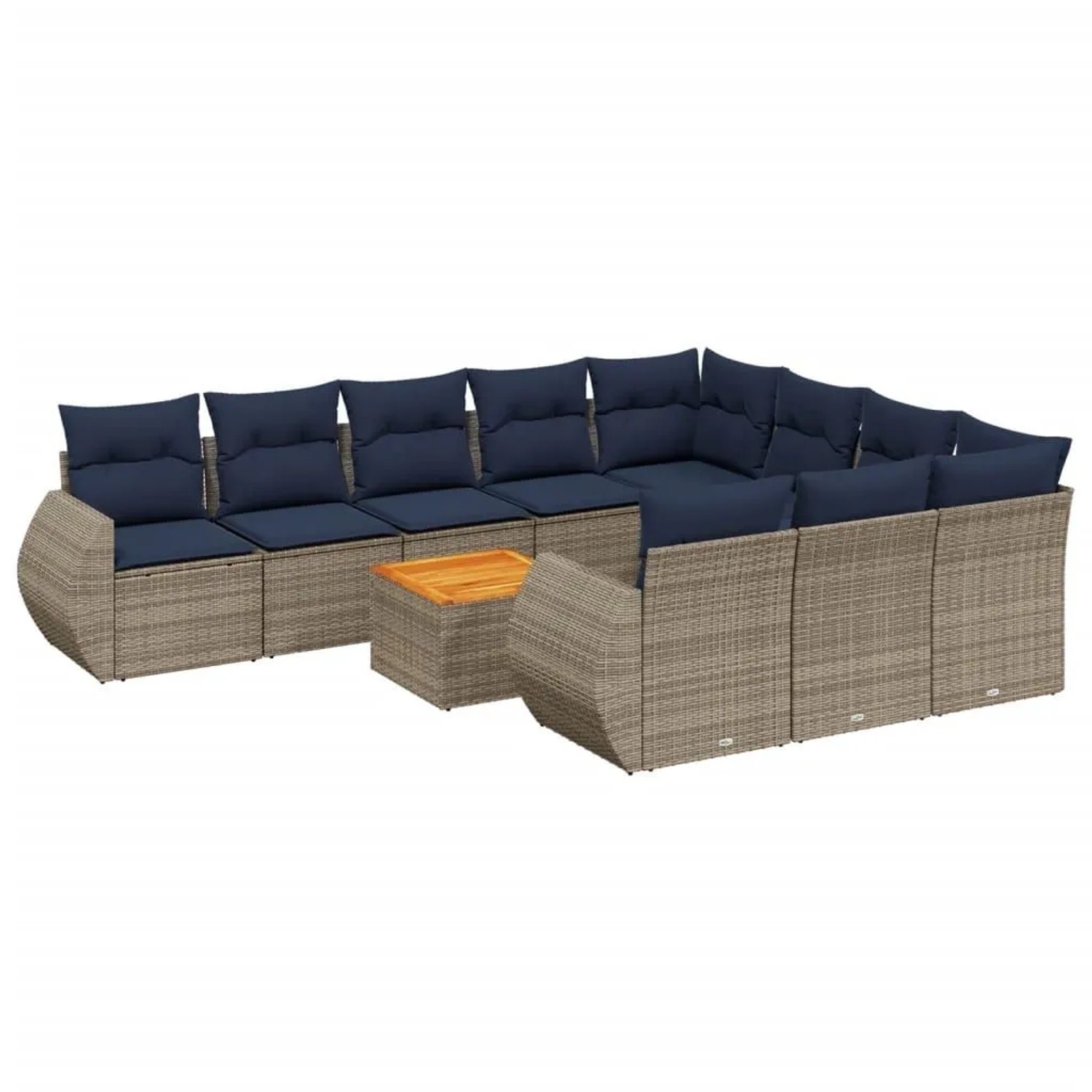 vidaXL 11-Tlg Gartensofa-Set mit Kissen Grau Polyrattan 3225186 günstig online kaufen