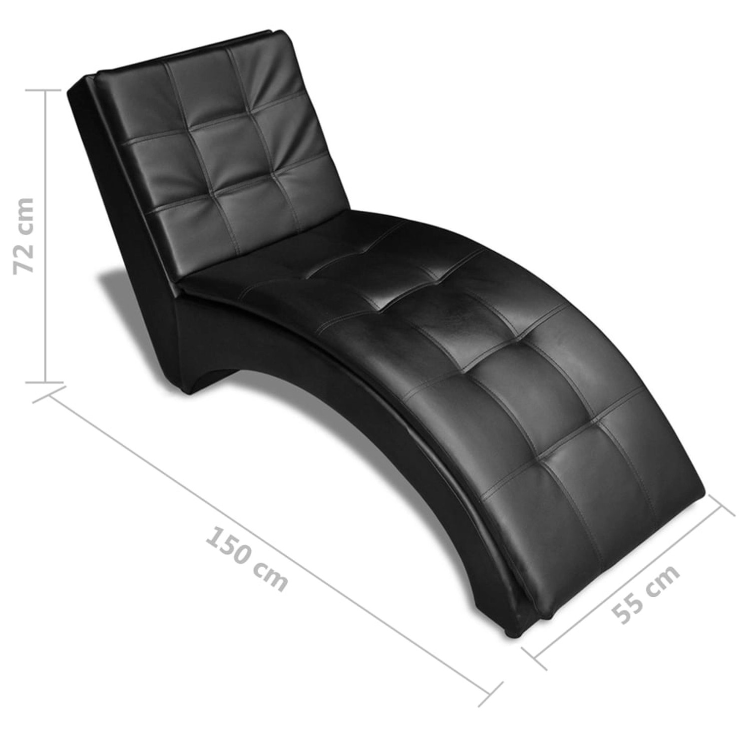 Schwarze vidaXL Chaiselongue aus Kunstleder mit Kissen, modernes Design für Wohnzimmer und Entspannung.