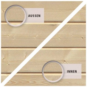 Detailansicht Karibu Kletterwand Lotti: Holzstruktur innen und außen.