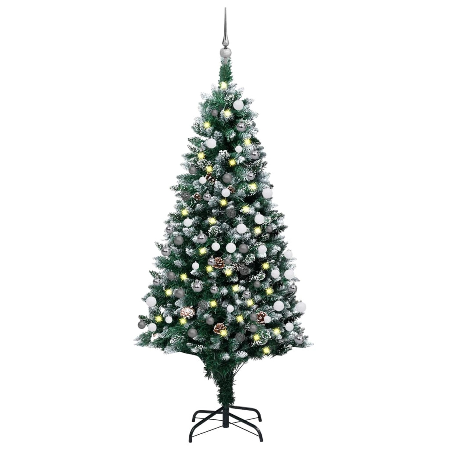vidaXL Künstlicher Weihnachtsbaum mit LEDs   Kugeln   Zapfen 180 cm Modell 5