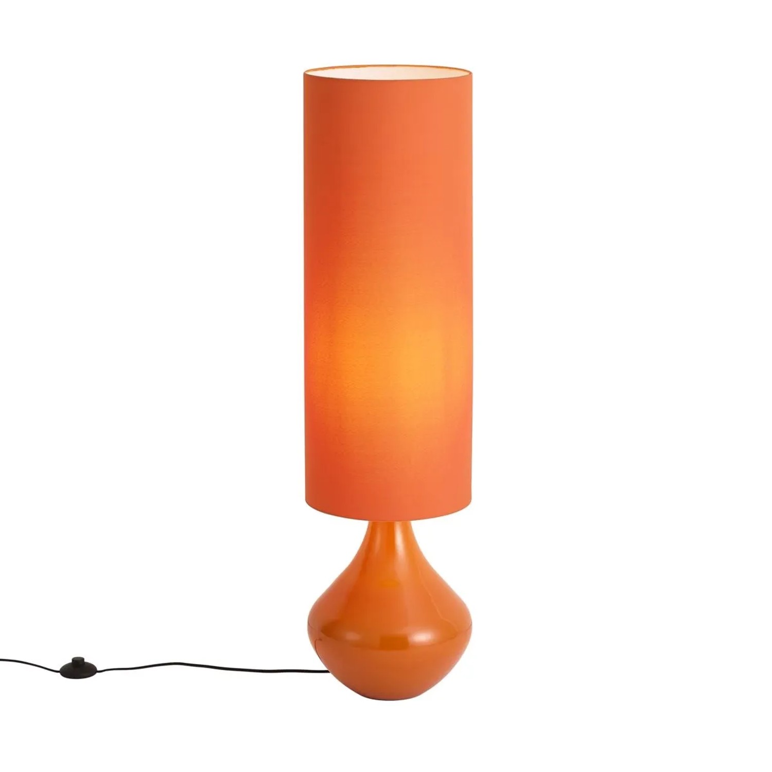 QAZQA Retro Stehleuchte Orange mit STOffschirm Mina