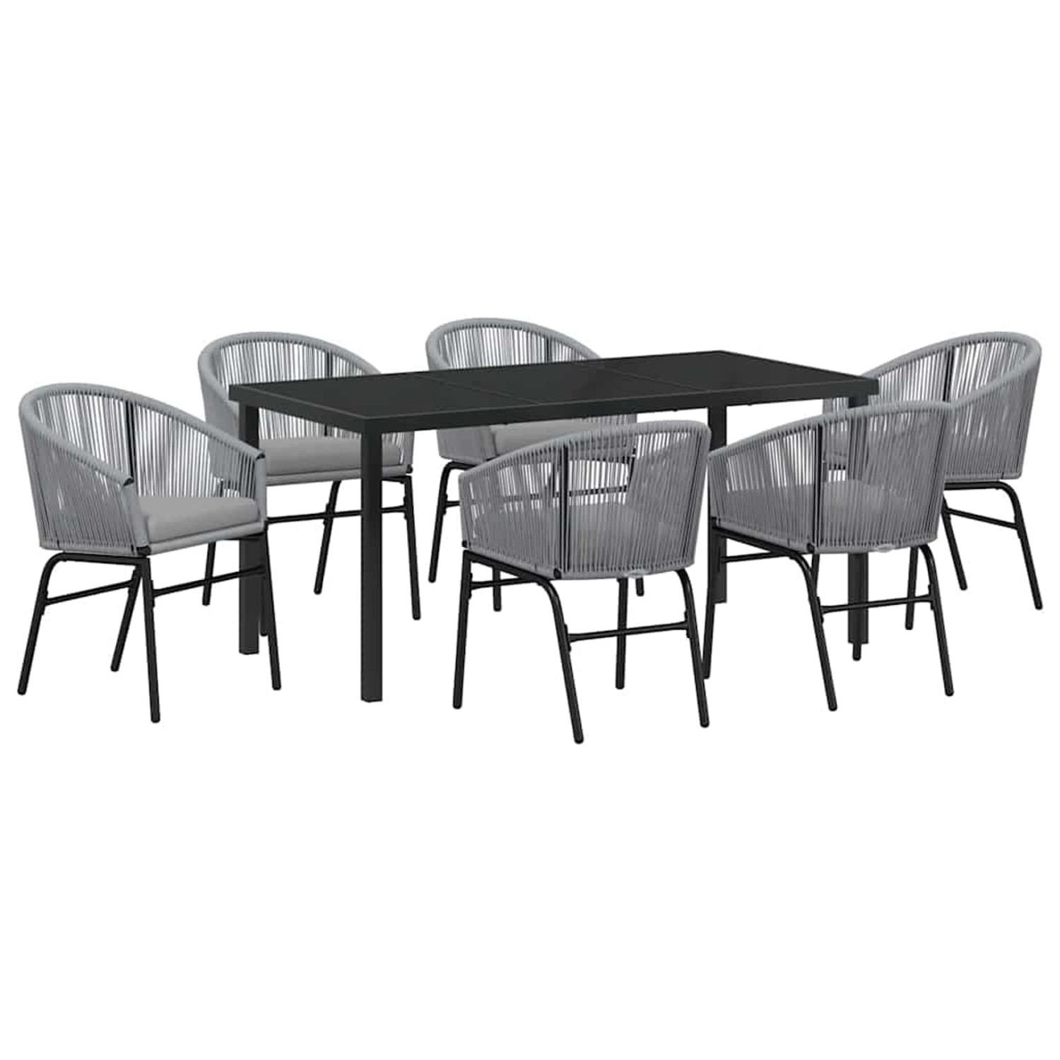 vidaXL Garten Essgruppe 7-Tlg Grau Poly Rattan 3379363 günstig online kaufen