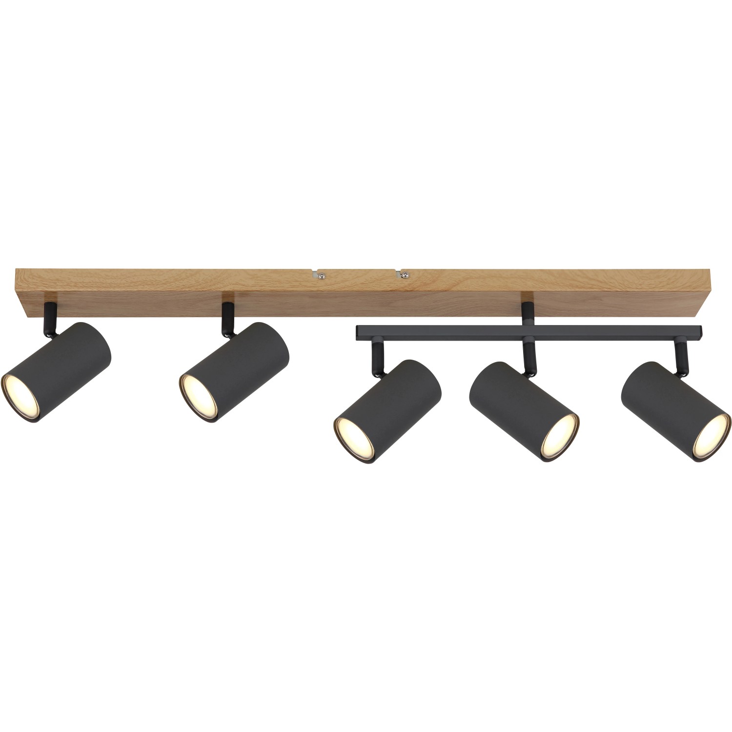 Globo Strahler Robby, 5-flammig, Graphit/Holzoptik, dreh- und schwenkbar.