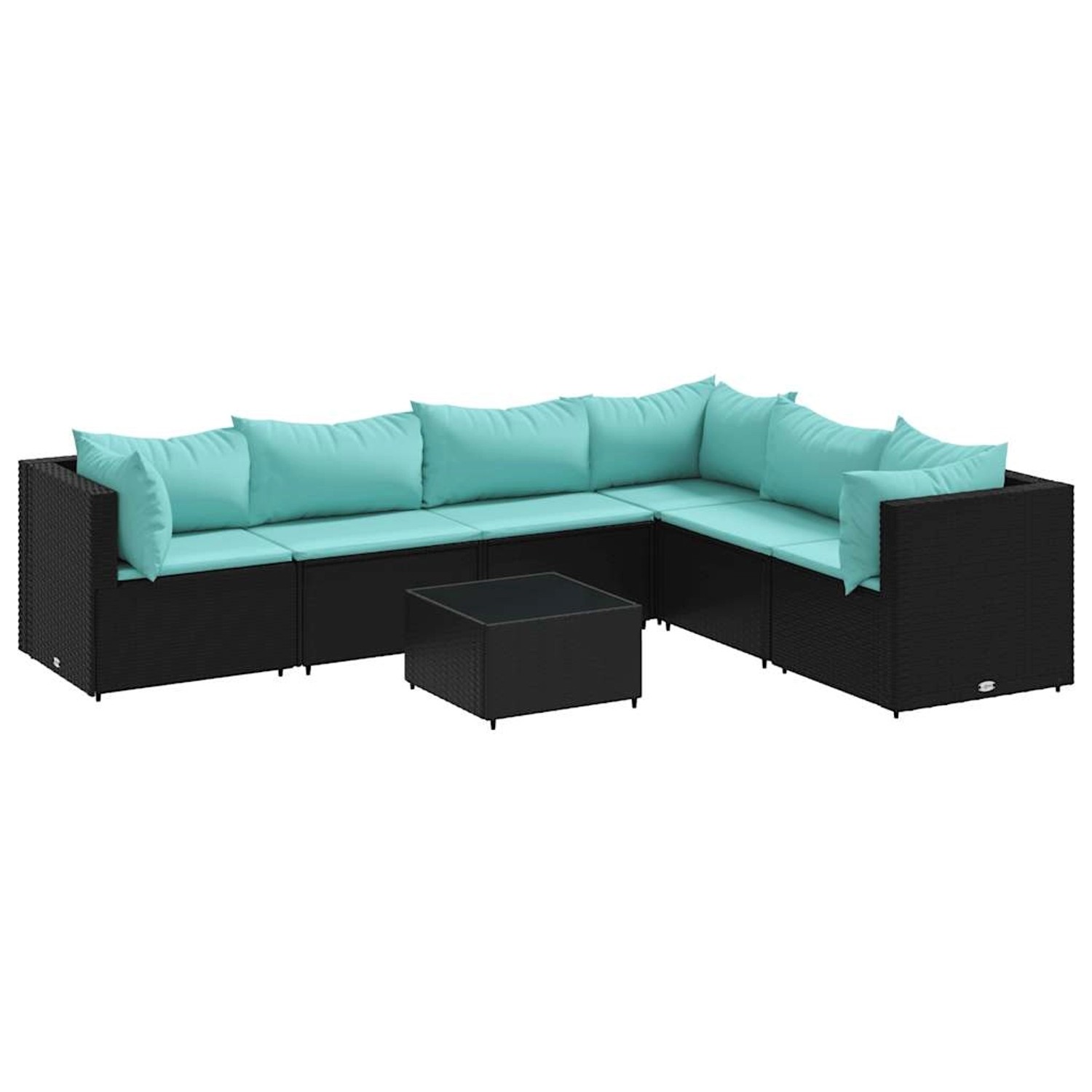 vidaXL 7-Tlg Garten-Lounge-Set mit Kissen Schwarz Poly Rattan 3308148 günstig online kaufen