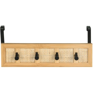 Wenko Türgarderobe Allegre aus Bambus und Rattan mit 4 schwarzen Haken.