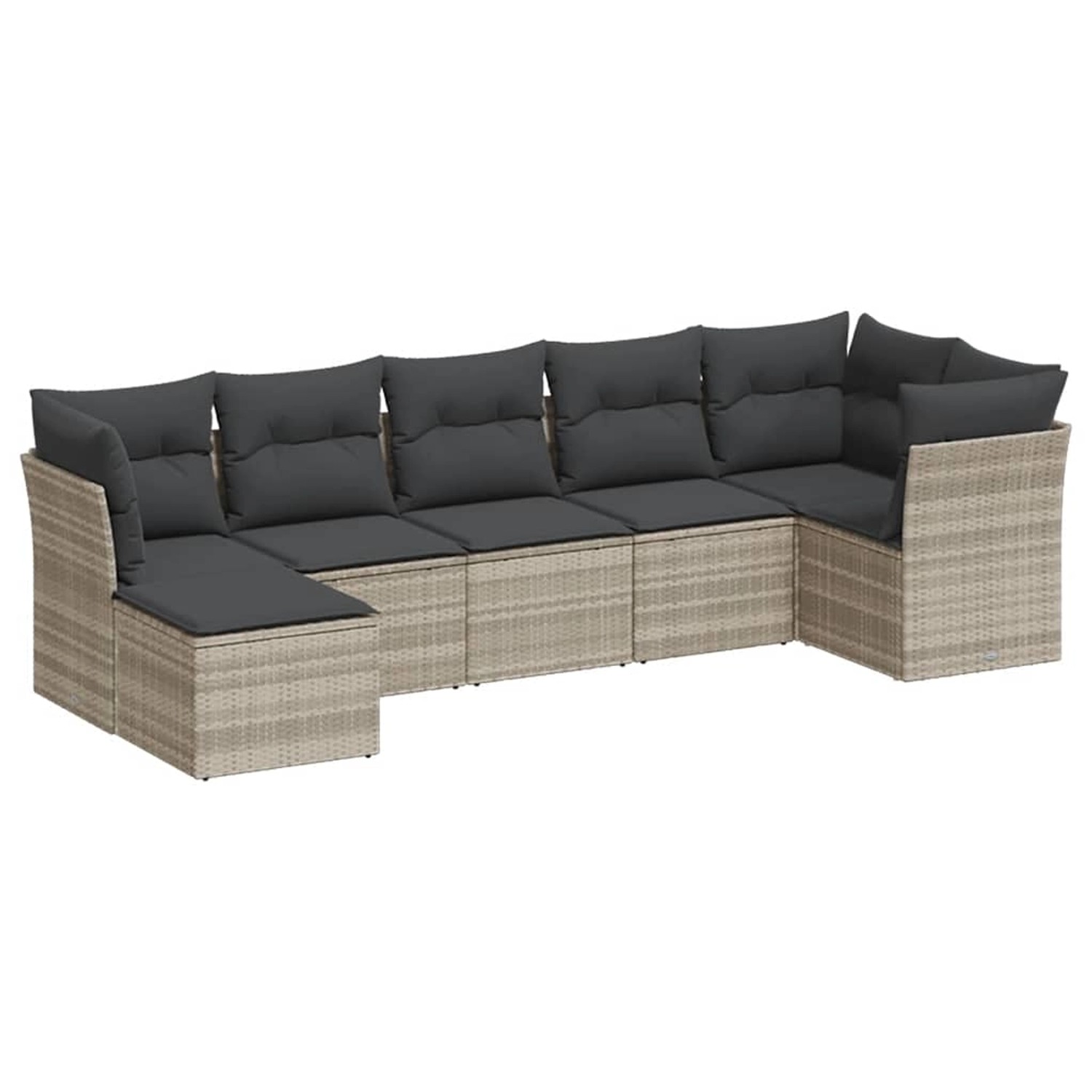vidaXL 7-Tlg Garten-Sofagarnitur mit Kissen Hellgrau Poly Rattan 3249811 günstig online kaufen