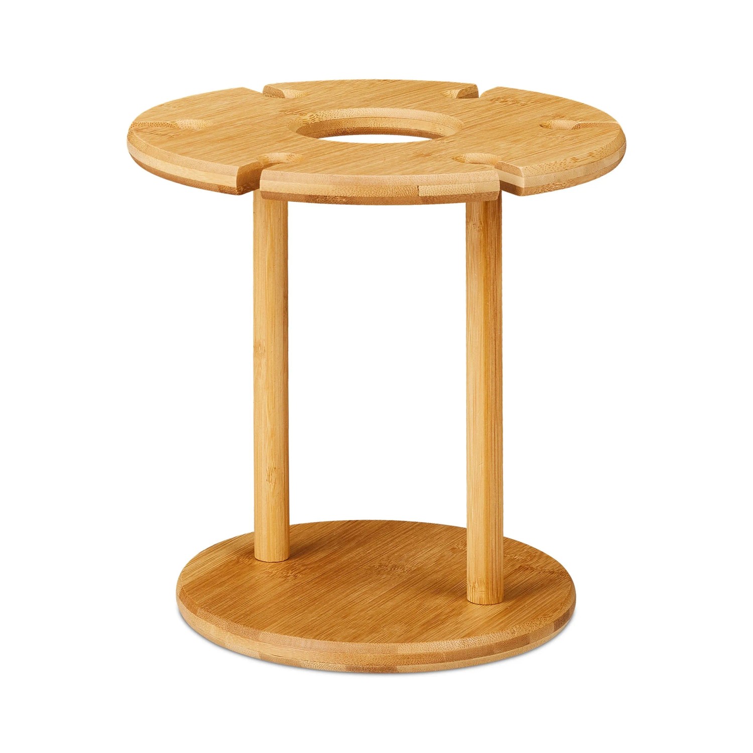 Relaxdays Weinglashalter Bambus Natur Für 6 Gläser 25 cm x 25 cm 770 g