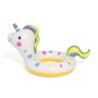 Bestway Schwimmring im Tierdesign: Einhorn mit bunten Sternen und gelbem Rand.