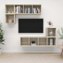 VidaXL TV-Schrank-Set, 4-teilig, Sonoma-Eiche, Holzwerkstoff. Hängende Wohnwand mit Regalen.