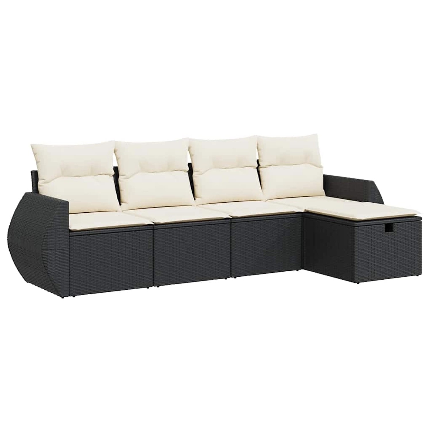 vidaXL 5-Tlg Garten-Sofagarnitur mit Kissen Schwarz Poly Rattan 3325562