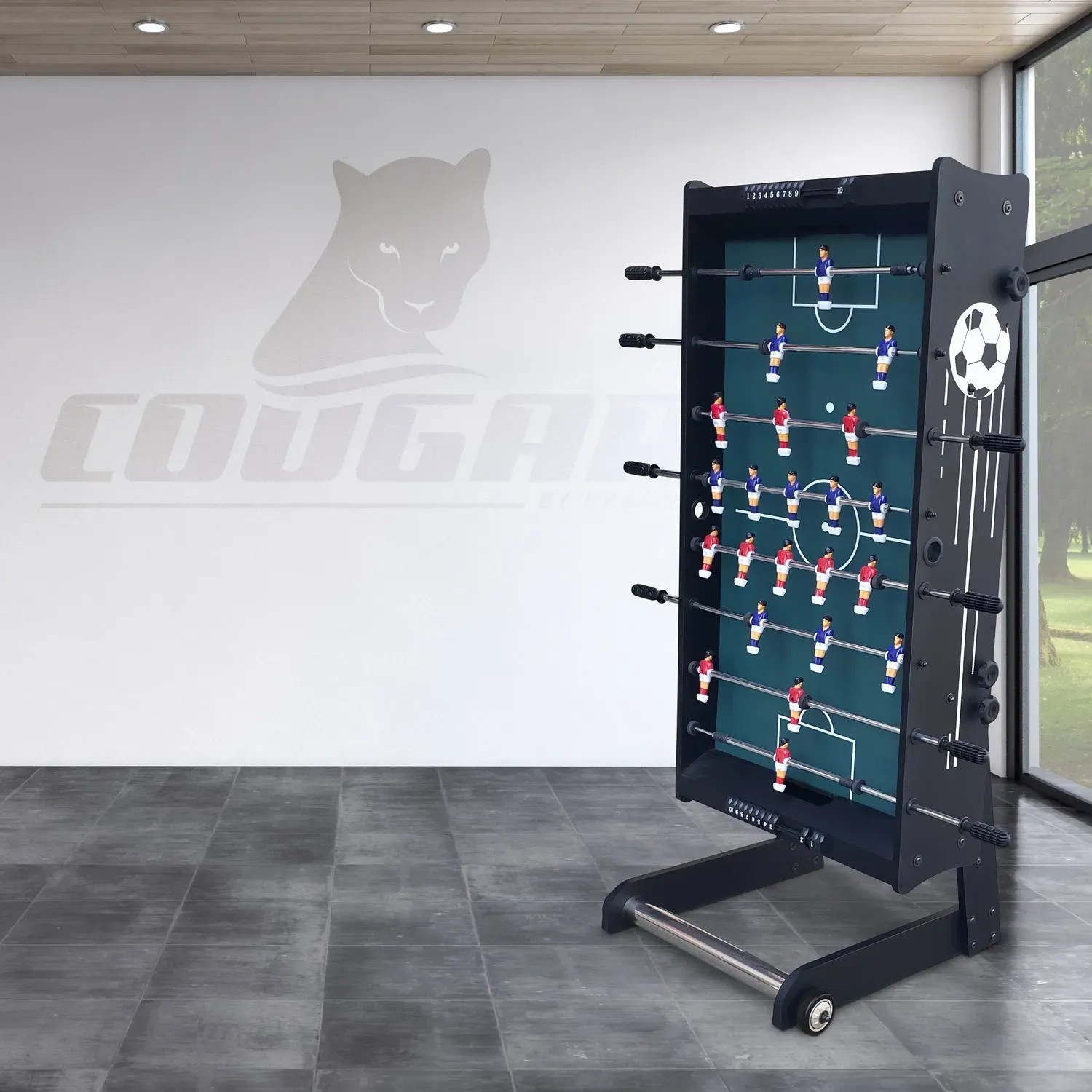 Faltbarer Cougar Tischkicker Scorpion Kick TS in Schwarz. Ideal für Spiel & Spaß.