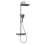 Emke Duschsystem mit Thermostat, Glasablage, Hand- und Regendusche in Anthrazit Matt.