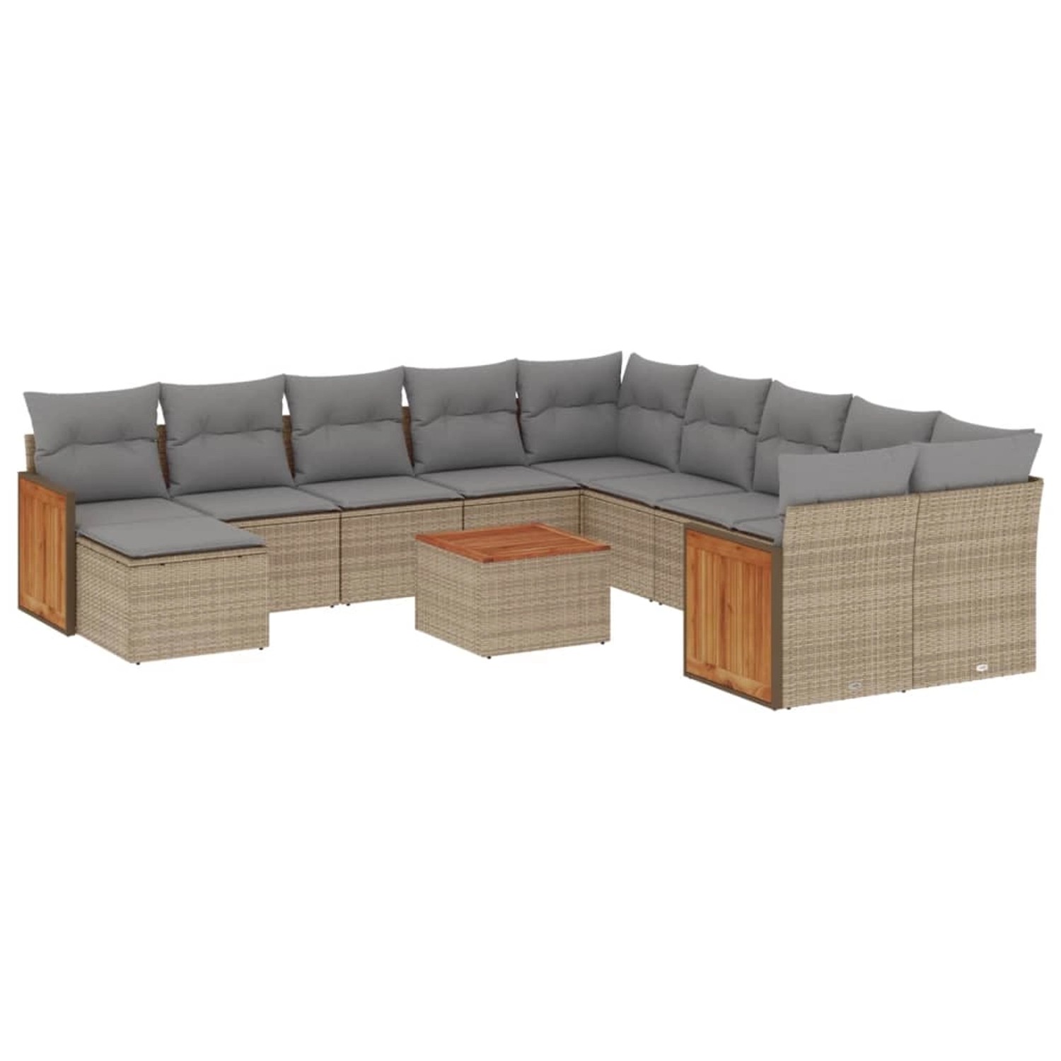 vidaXL 12-Tlg Garten-Sofagarnitur mit Kissen Beige Poly Rattan 3228257 günstig online kaufen