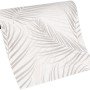 Erismann Vliestapete mit Palmblätter Design in Grau und Weiß.