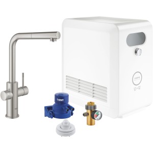 Grohe Blue Professional Set mit Armatur, Kühler und Zubehör für gefiltertes Wasser.