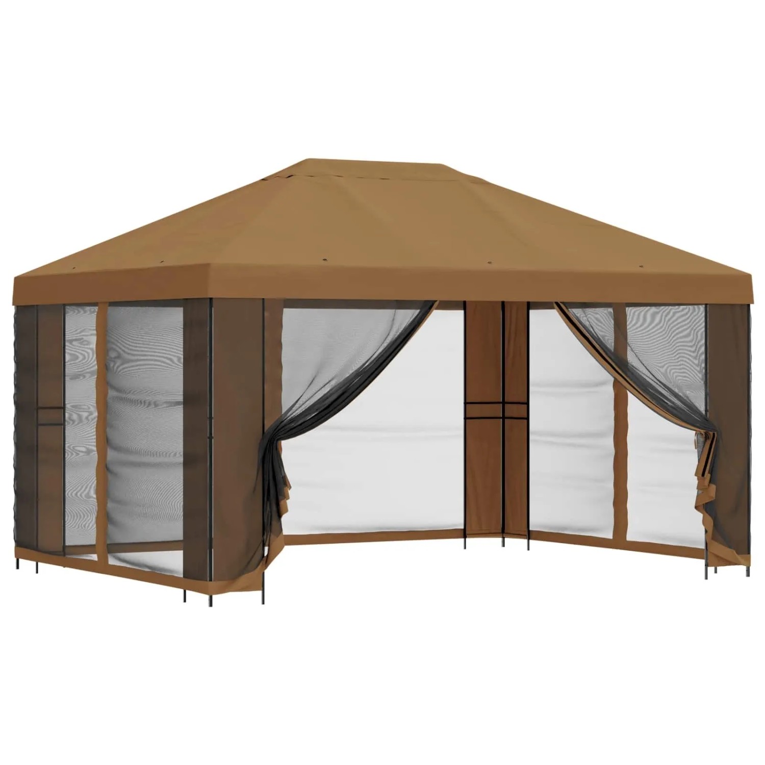 vidaXL Garten Pavillon mit Seitenwänden 4 x 3 m Beige 900385