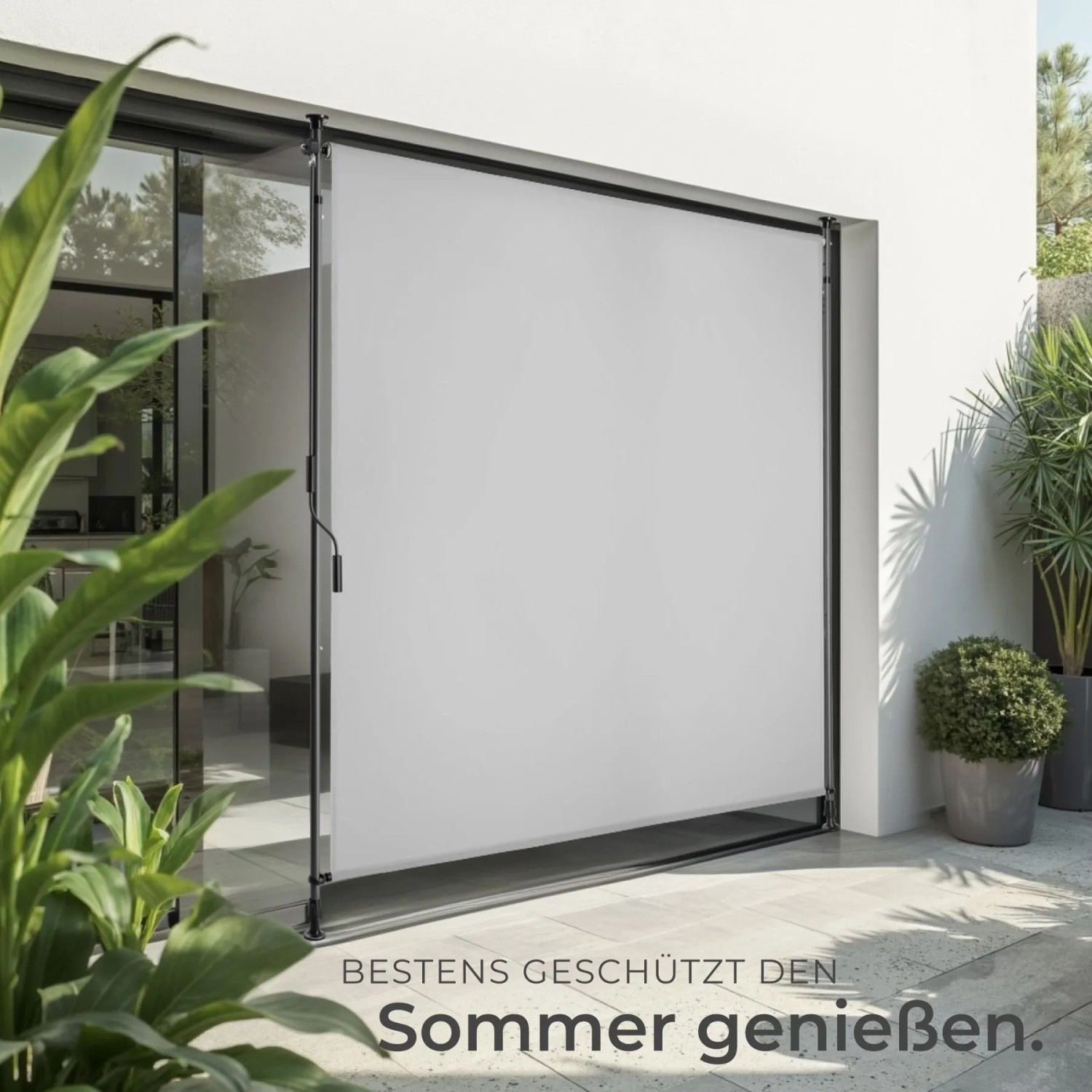 Tectake Klemmmarkise Taija Verschiedene Größen Uv Beständig und Wasserabweisend 150 x 310 cm 7 x 158 x 310 cm Hellgrau_7