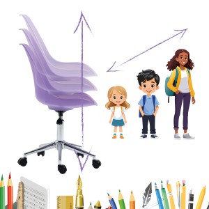 Lila Svita Eddy Kinderschreibtischstuhl mit Höhenverstellung und Rollen. Ideal für Kinderzimmer.