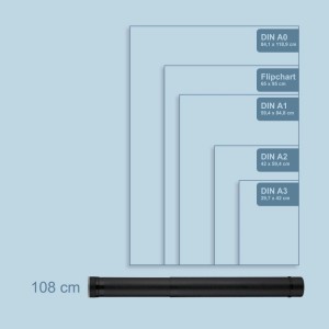 Relaxdays Posterrolle Kunststoff Schwarz Ausziehbar mit Gurt 63 cm x 8,5 cm 380 g