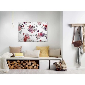 Leinwandbild mit Rosenmuster in Rosa, Rot und Lila für Wohnzimmer und Schlafzimmer.