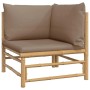 vidaXL Garten-Ecksofa mit Taupe Kissen, Bambus-Gestell.