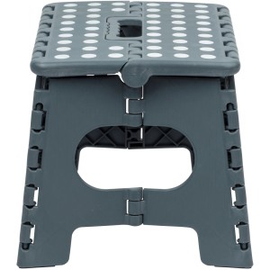 Grauer Wenko Klapptritt mit rutschfester Oberfläche und gummierten Füßen für sicheren Stand.