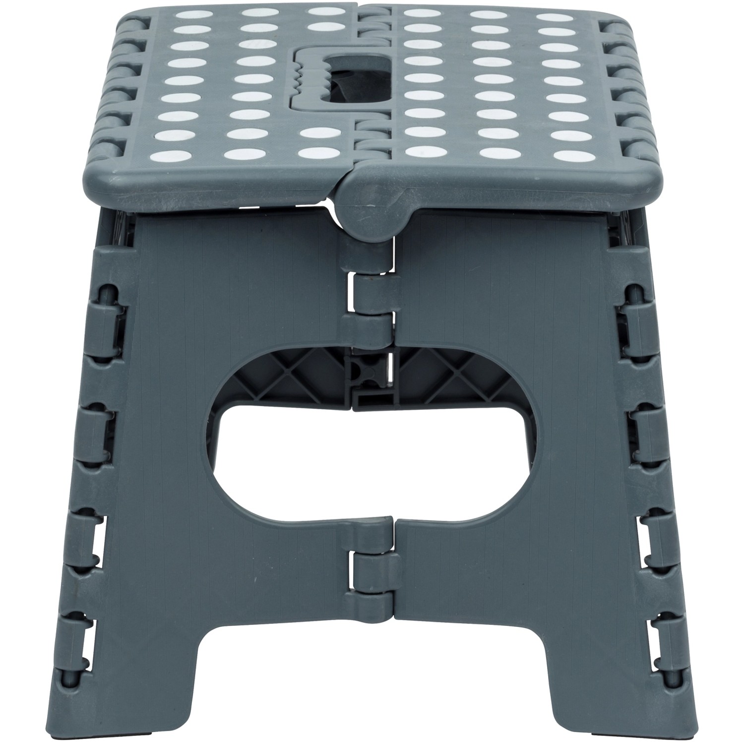 Grauer Wenko Klapptritt mit rutschfester Oberfläche und gummierten Füßen für sicheren Stand.