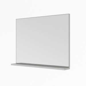 Rechteckiger Aquabatos Badspiegel 50x70 cm mit Ablage, silber matt, für Wandmontage im Badezimmer.