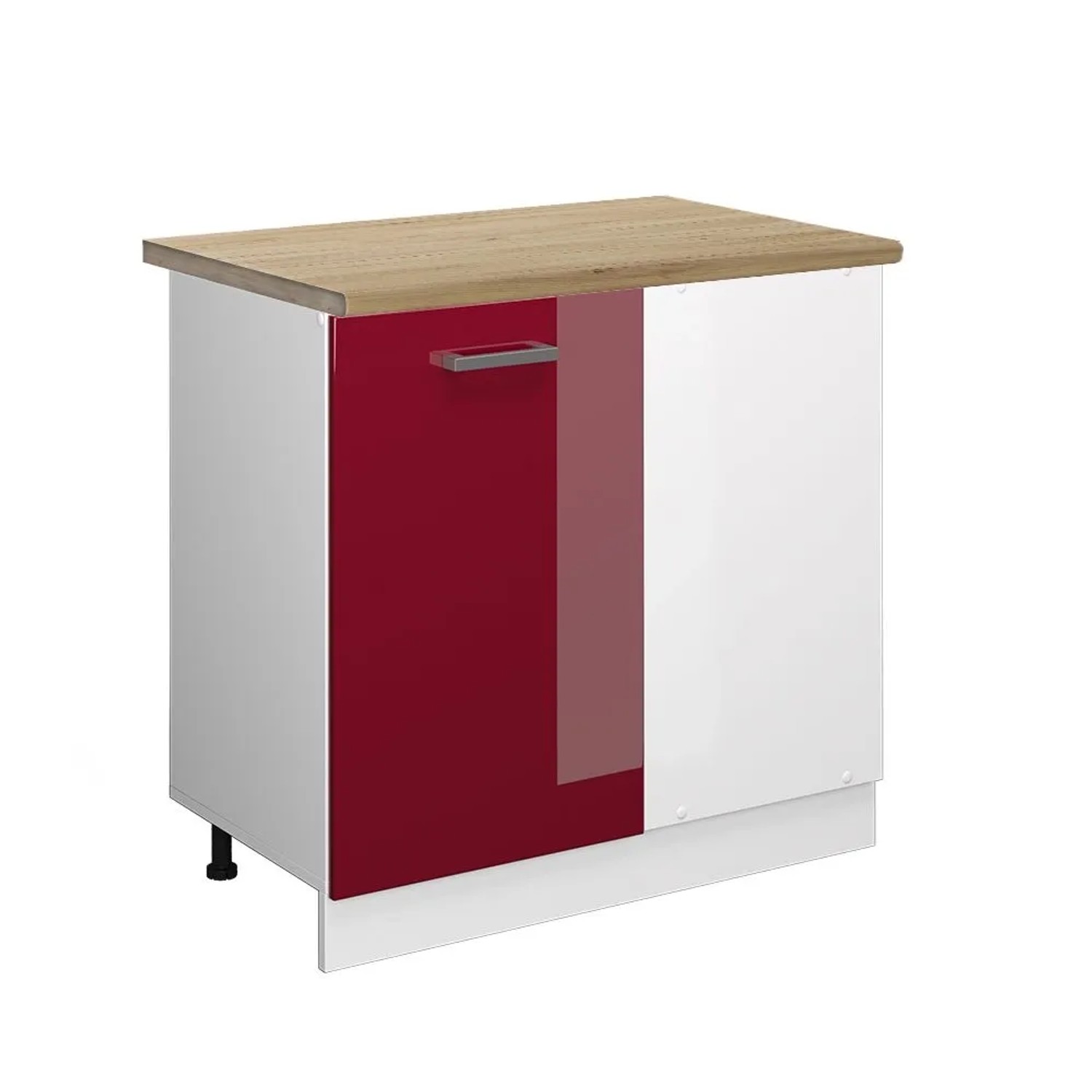 Vicco Eckunterschrank R-Line Rot Hochglanz 86 x 82 AP Eiche Opt3