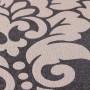 Detailansicht: Barock Tapete in Schwarz, Silber und Beige mit Glitzer-Effekt.