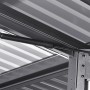 Detailansicht: Gasdruckfeder am Gerätehaus Firstline Metall Pultdach Anthrazit.