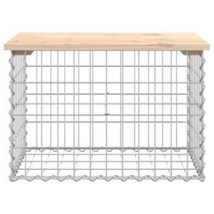 DELUKE Gartenbank Gabionen BIKS Aus Stahl 63x44x42cm Kiefernholz Natur Gabionenbank Gabionengitter Ziergabione