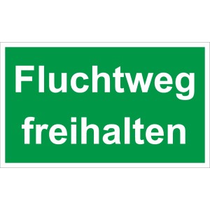 Grünes Warnschild "Fluchtweg freihalten", 25x15 cm, für Innen- und Außenbereich.