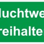 Grünes Warnschild "Fluchtweg freihalten", 25x15 cm, für Innen- und Außenbereich.