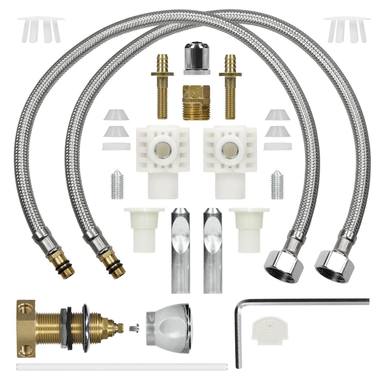 Montagematerial für LuxeBath Hänge WC mit Bidet-Funktion, inklusive Schläuche, Schrauben und Dichtungen.