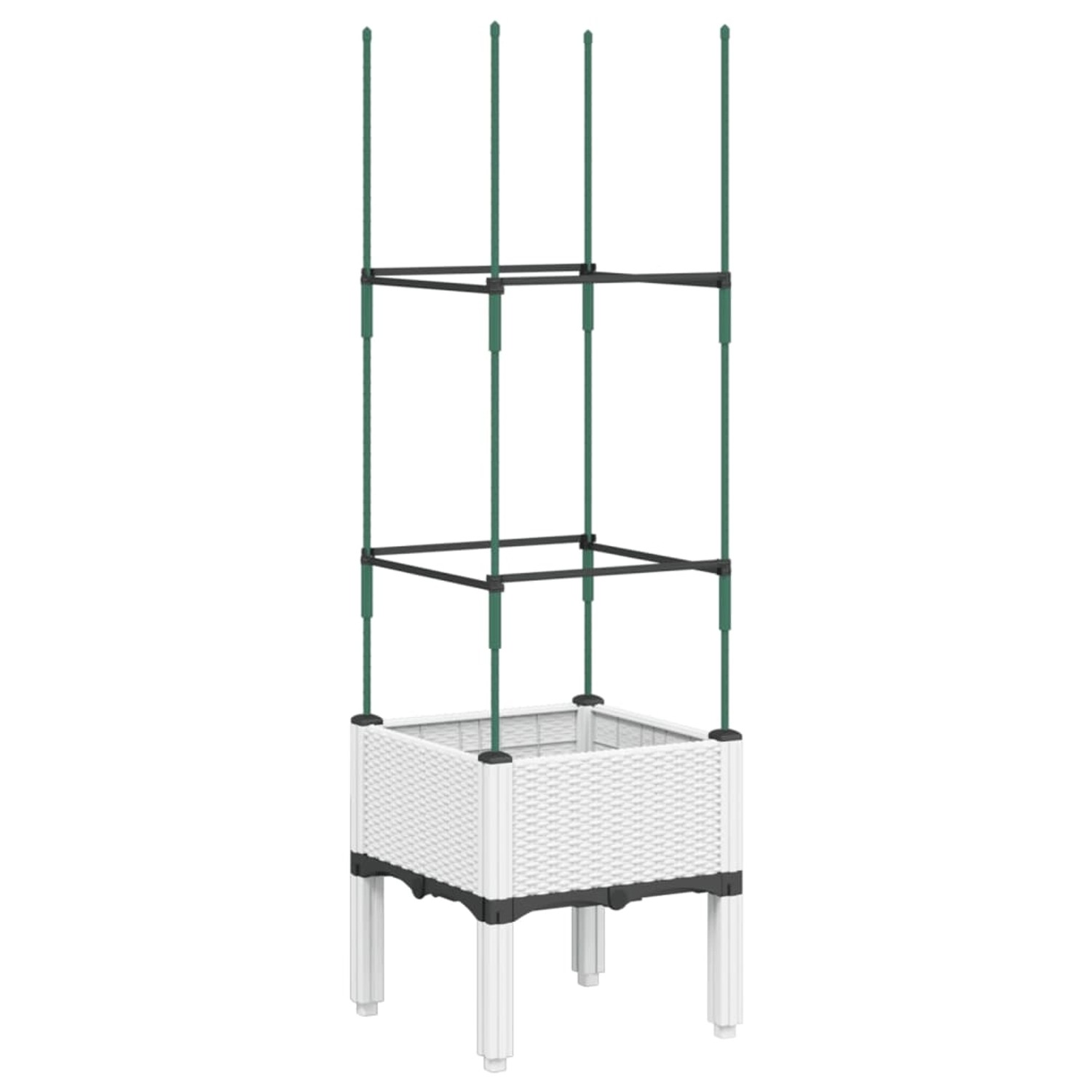 vidaXL Pflanzkübel mit Rankgitter Weiß 40x40x142,5 cm PP 367949 günstig online kaufen