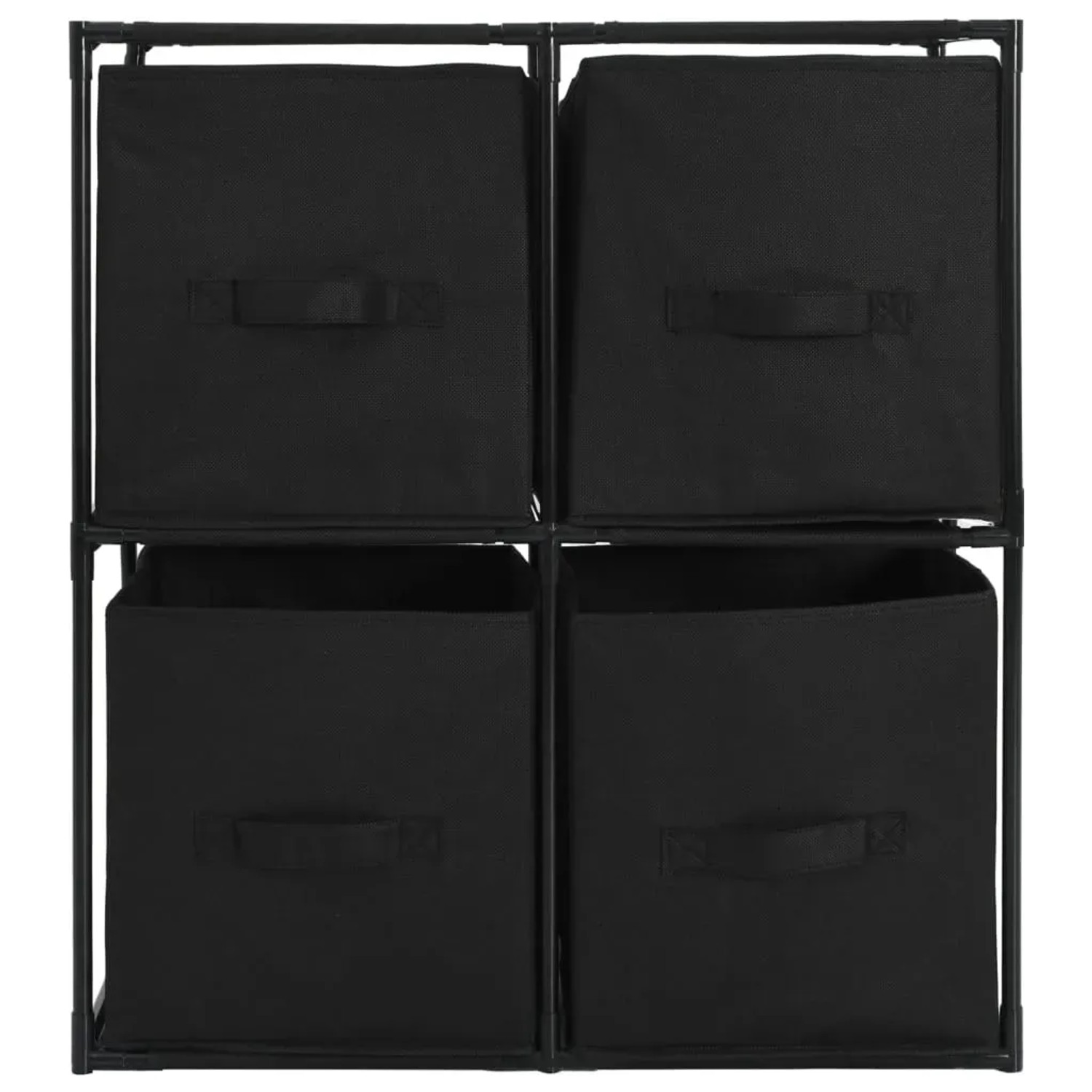 Schwarzer vidaXL Lagerschrank mit 4 Stoffkörben, ideal für Büro und Zuhause.