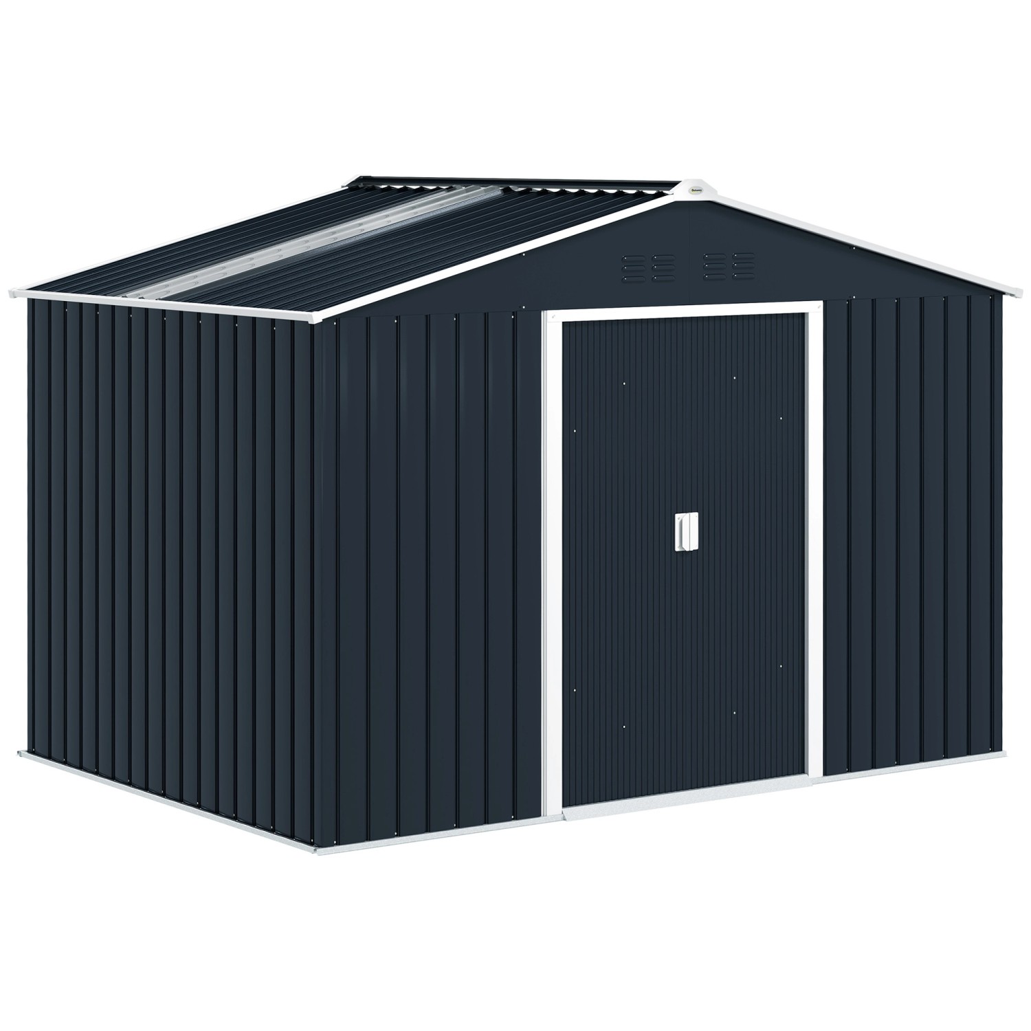 Outsunny Gartenhaus mit Satteldach Stahl Dunkelgrau 277L x 195B x 192H cm günstig online kaufen