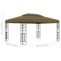 vidaXL Pavillon 3x4 m, Taupe, mit Doppeldach. Ideal für Garten & Terrasse als Sonnenschutz.