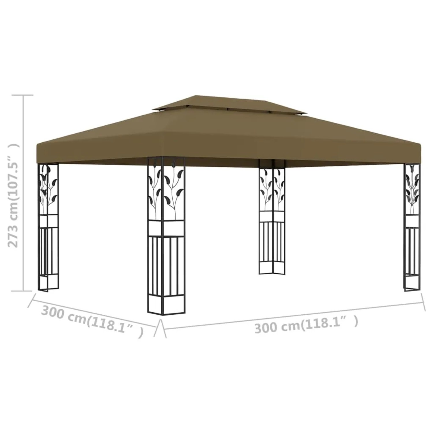 vidaXL Pavillon 3x4 m, Taupe, mit Doppeldach. Ideal für Garten & Terrasse als Sonnenschutz.