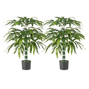 Costway 2er Set Künstliche Pflanze Bambus für Zuhause Grün 100 cm