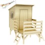 Soulet Kinderspielhaus Oakland aus Holz mit Terrasse und Leiter. Ideal für Kinder zum Spielen im Garten.