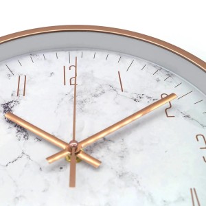 Wall-Art Wanduhr Elegant Marmor-Optik Ø 25 cm Rose