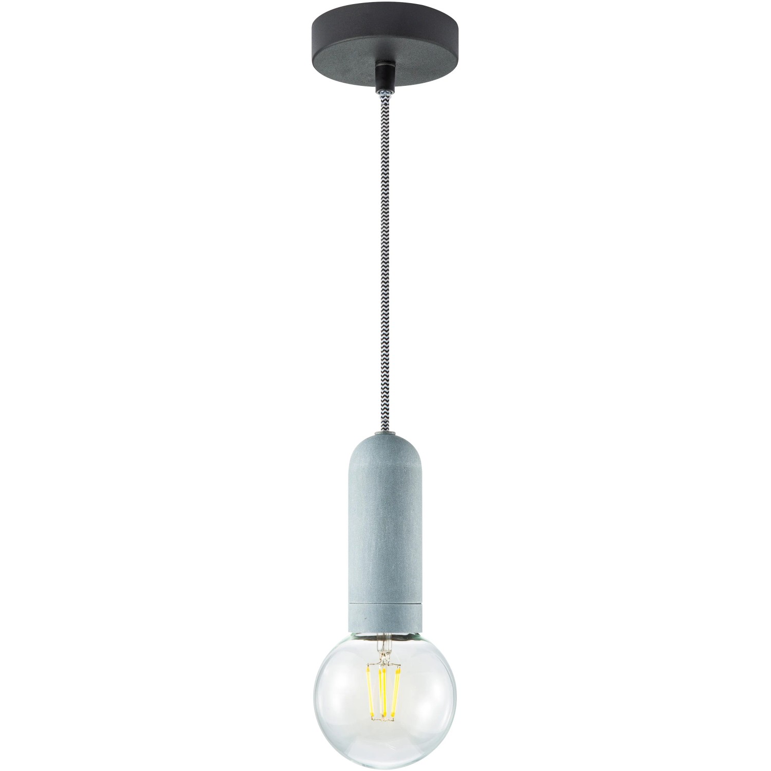 Betonfarbene Pendelleuchte „Turn me“ 1-flammig. Moderne Hängelampe für E27 Leuchtmittel bis 60W.