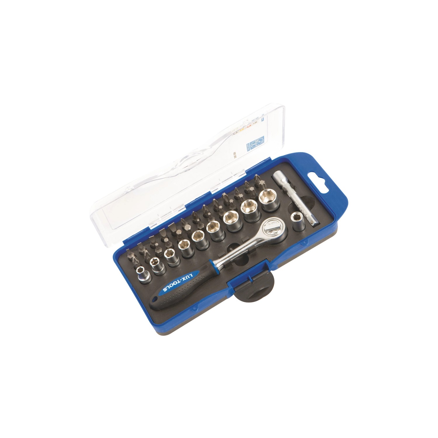 LUX Bit- und Steckschlüsselsatz, 38-teilig im blauen Koffer. Schlüssel & Abzieher.