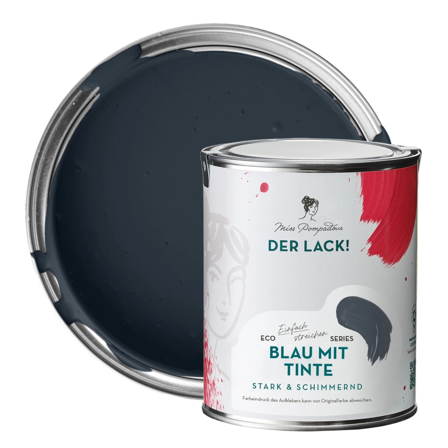 MissPompadour Holzfarbe Blau mit Tinte 1L Seidenmatte Möbelfarbe Innen & Außen