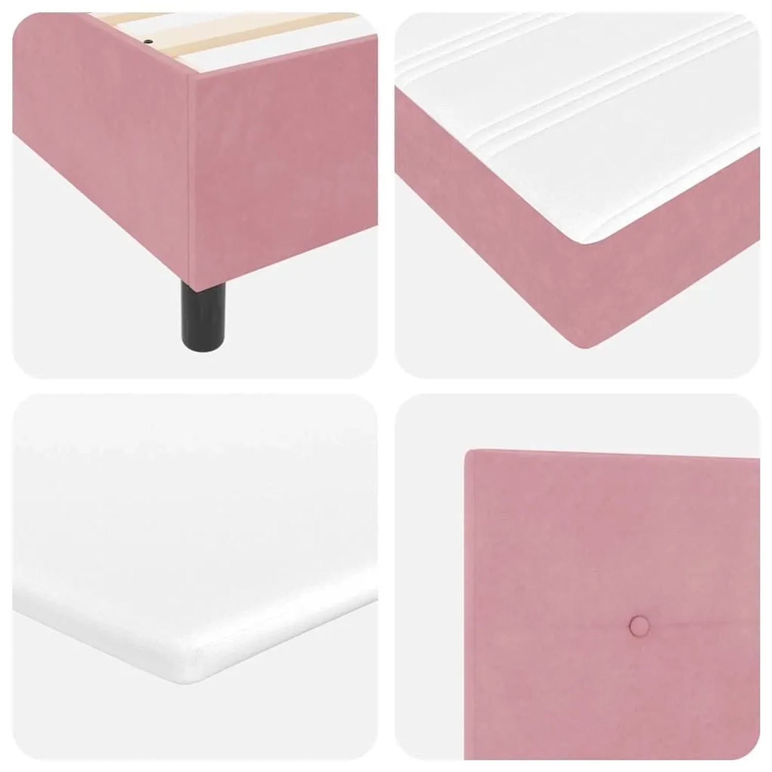 vidaXL Boxspringbett mit LED-Lichtleisten Rosa 140 x 200 cm Samt 3343873_11