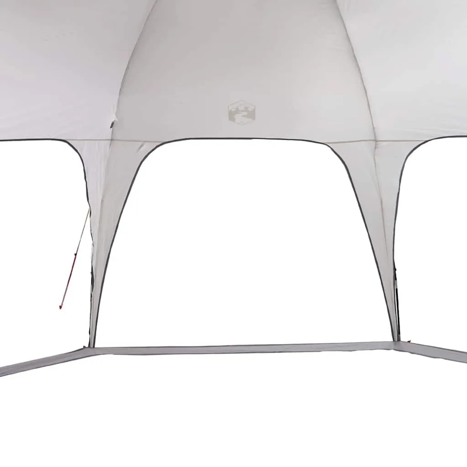 Innenansicht des grauen vidaXL Partyzeltes mit gewölbten Öffnungen und Dach. Vielseitiger Pavillon.