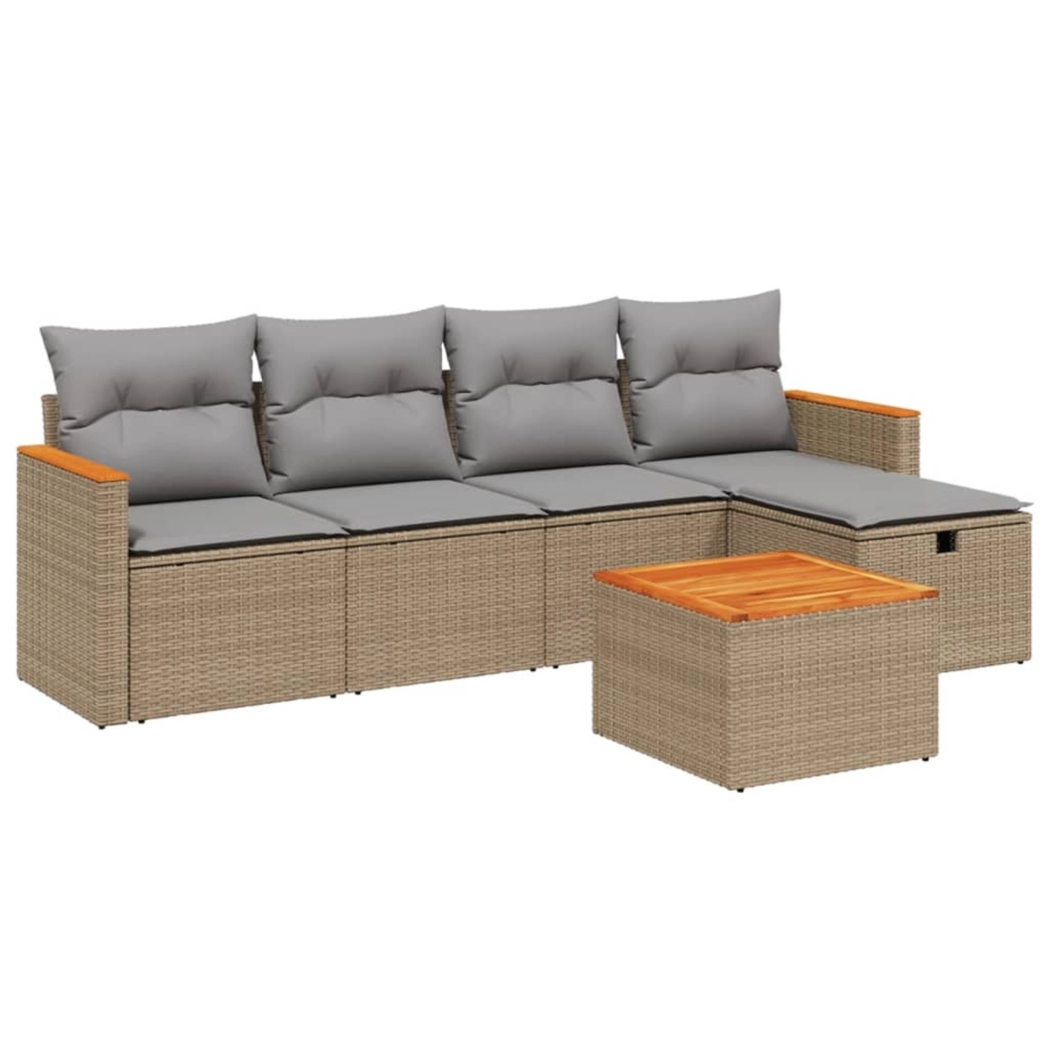 vidaXL 6-tlg Garten-Sofagarnitur mit Kissen Beige Poly Rattan Modell 139 günstig online kaufen