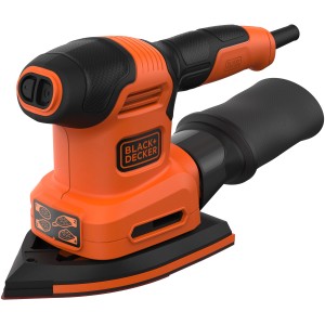 Black+Decker Multischleifer BEW200K, 200W, 4-in-1 Schleifmaschine in Orange und Schwarz.
